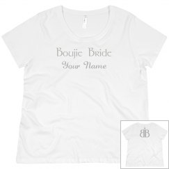 Boujie Bride Name Back Logo Silver and Pink Plus Size T