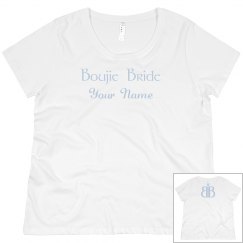 Boujie Bride Your Name Back Logo Blue Plus Size Tee