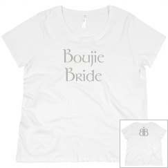 Boujie Bride Back Logo Silver and Black Plus Size Tee